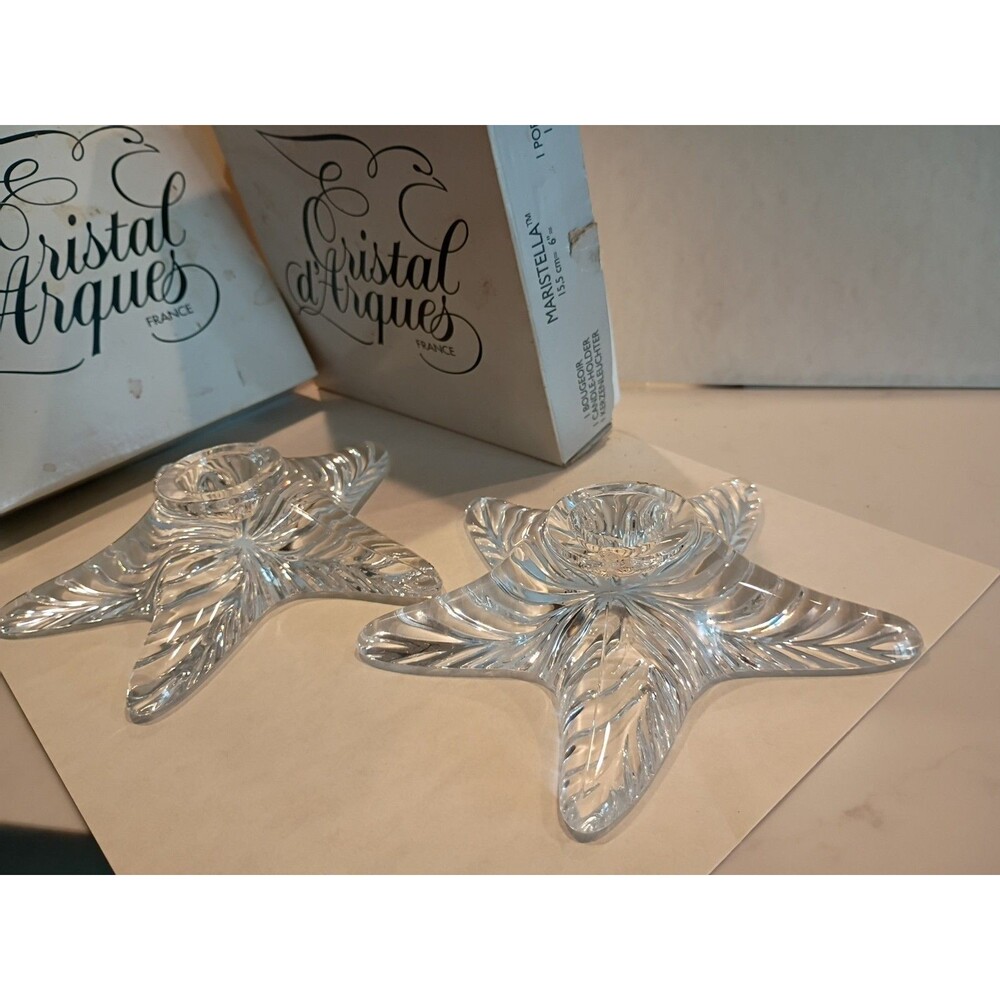 Cristal d'Arques Starfish Taper Candle Holders Set Of 2 Or Paperweights